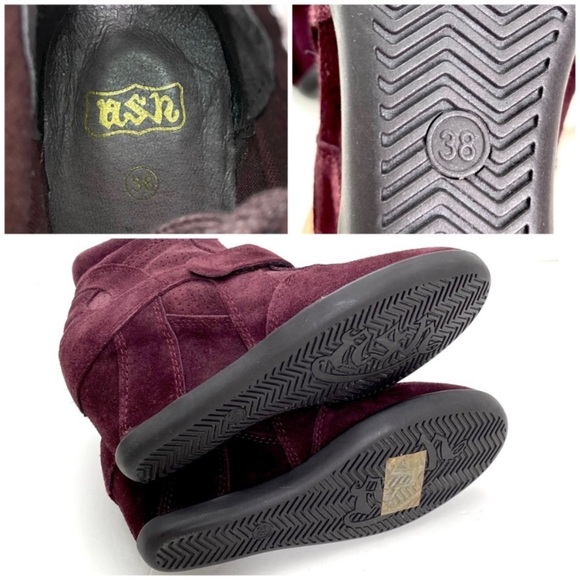Ash Bowie Suede Wedge Sneaker In Burgundy Brand New without Tag Size 8/38 - Picture 10 of 12